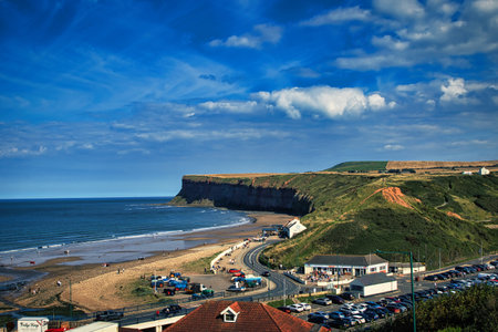 A view of the beach on the Jurassic Coast in Dorset.の写真素材