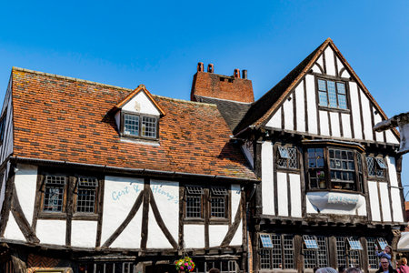 The historic half-timbered houses in Bristol, UKの写真素材