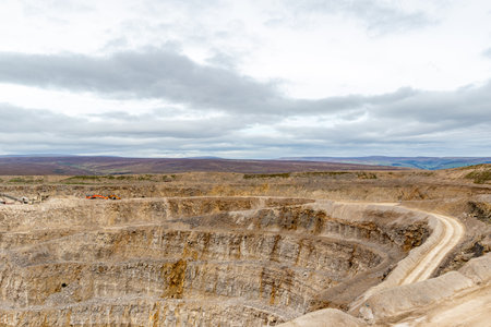 Landscape view of open pit mine in the north of Spain.