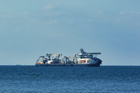 Cargo ship in the open sea.の写真素材