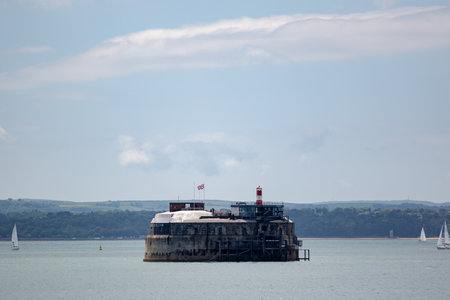Barge on the Baltic Sea in Warnemunde, Germanyの写真素材