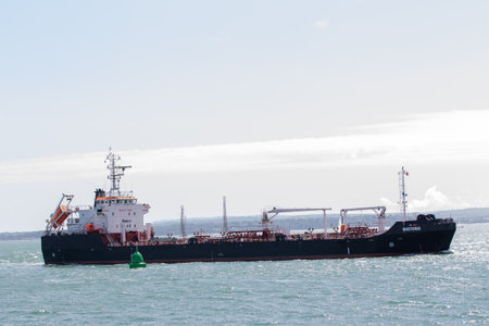 Cargo ship (Bulk carrier) sailing in Bosphorus Strait.の写真素材