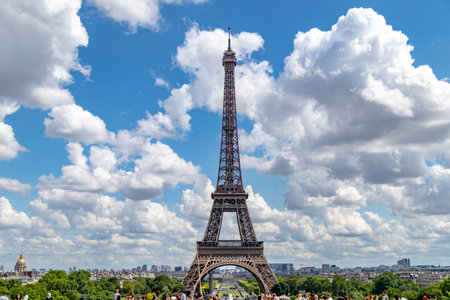 The Eiffel Tower in Paris, France in a beautiful summer day
