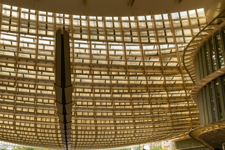Bamboo roof in the park,Thailand.The bamboo roof is made of bamboo.