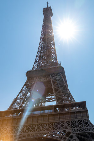 The Eiffel Tower in Paris, France on a sunny day