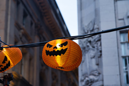Halloween lanterns on the streets of London, England, UKの写真素材