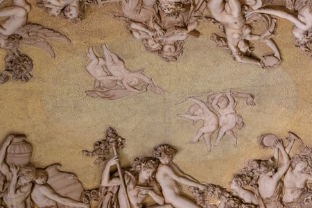 Detail of the interior of the Basilica di Santa Maria Maggiore in Florence, Italyの写真素材