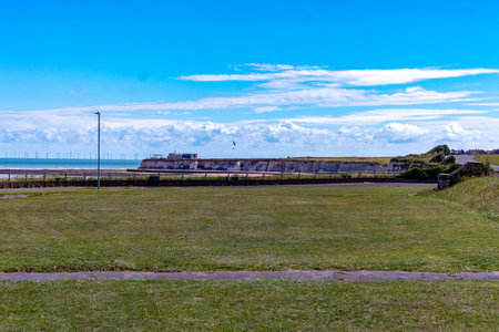 A view of the Northumberland coast from the Northumberland promenadeの写真素材