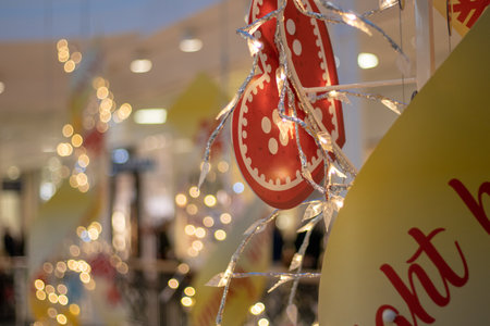 Christmas decoration in the shopping mall, Christmas and New Year holidays conceptの写真素材