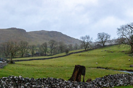 Countryside landscape in Snowdonia National Park, Wales, UKの写真素材
