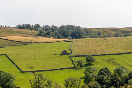 Aerial view of the countryside in Yorkshire Dales National Park.