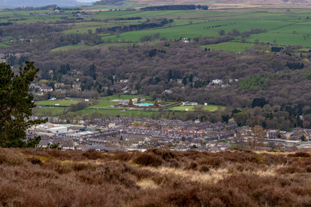 A view of the village of Bournemouth in Northumberlandの写真素材