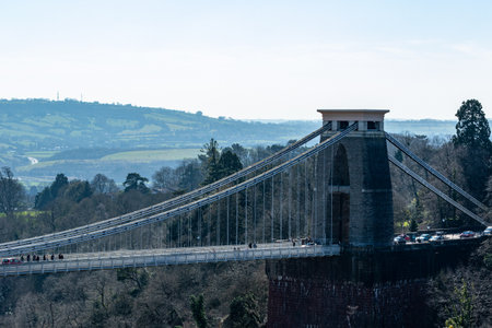 Clifton Suspension Bridge spanning the Avon Gorge and River Avon designed by Brunel and completed in 1864 in Bristol, UKの写真素材
