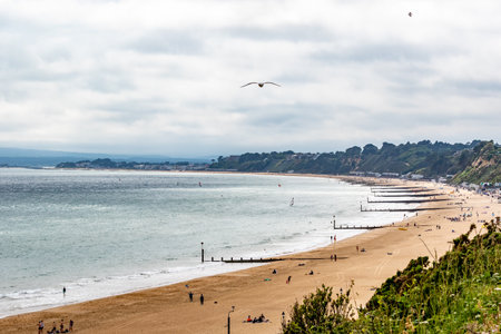 View of the beach of Llanes, Asturias, Spainの写真素材