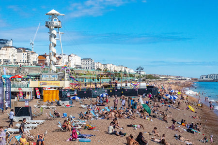 Brighton beach in Brighton, Englandの写真素材