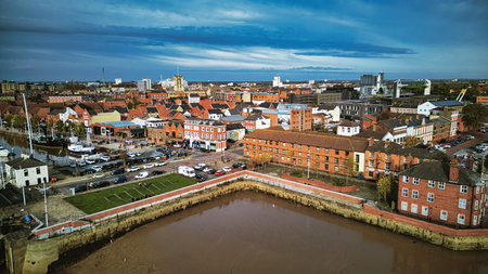 Panoramic view of the city of Lincoln, Lincolnshire, UKの写真素材