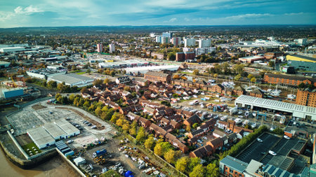 Aerial view of the city of Wroclaw, Poland.の写真素材