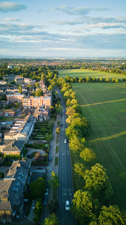 Aerial view of the city of Gloucestershire, UK