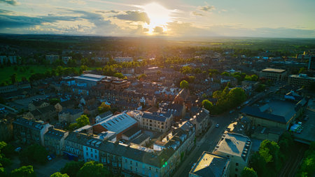 Aerial view of the city of Lincoln, Lincolnshire, UKの写真素材