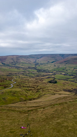 Aerial view of the Yorkshire Dales National Park, England, UKの写真素材