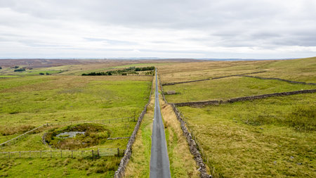 Aerial view of a country road in Connemara, Irelandの写真素材
