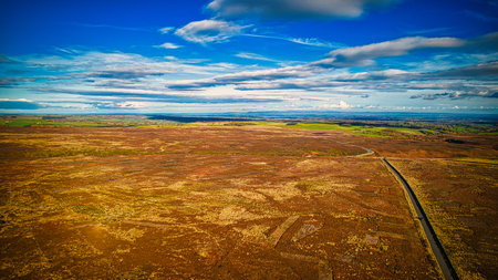 Aerial view of a rural landscape in Scotland, United Kingdom.の写真素材