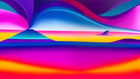 Abstract colorful waves background with a smooth gradient and fluid shapes in vibrant hues of blue, pink, and purple.の写真素材