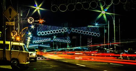 Car and Motorcycle Crowd the Roadの写真素材