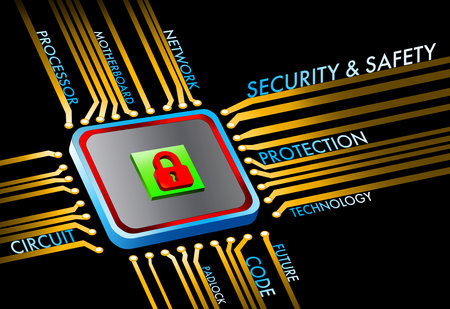 3D rendering microchip illustration with safety and security locks.
Description67/200
Artsの写真素材