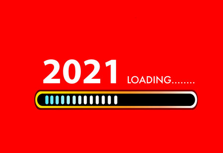 Text - 2021 loading and loading bar on gray background, concept for New Year Background, your...