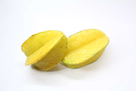 eating ripe starfruit is good for health. selective focus.の写真素材