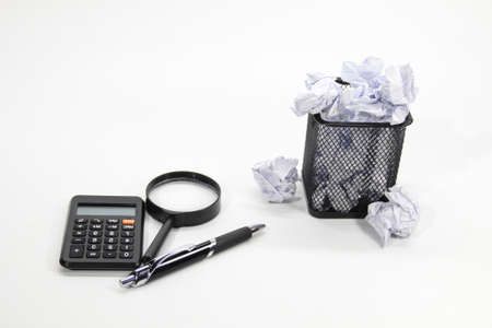 the concept of trash is thrown outside the trash can. Selective focus.の写真素材
