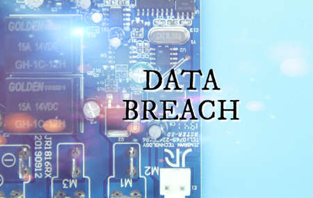 Malaysia, Kuala Terengganu 16 July 2021 : chipboard with the word data breach