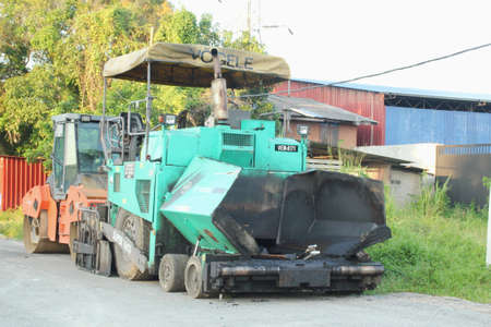 Malaysia, kuala Terengganu 21 July 2021 :road -making machinery that is on the side of the roadのeditorial素材