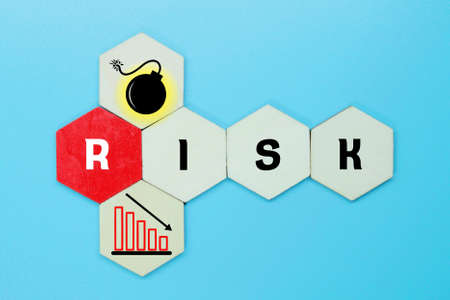 hexagon, risk icon with the word risk. Business conceptの写真素材