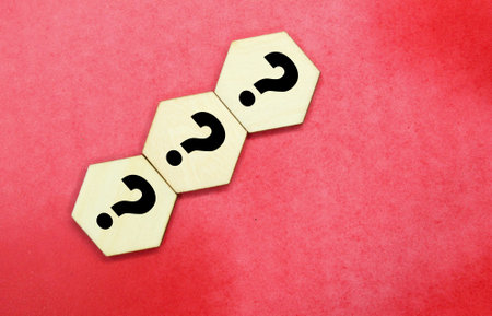 hexagon with a question mark. the concept of question or question and answerの写真素材