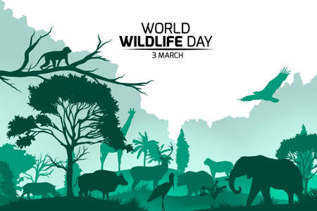 illustration of world wildlife day. Animalsの写真素材