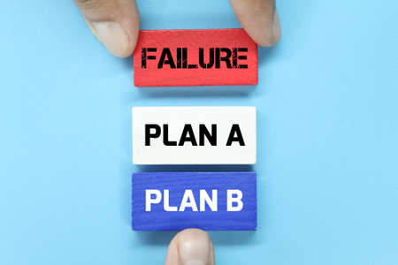 colored boards with the words fail, Plan A and Plan Bの写真素材