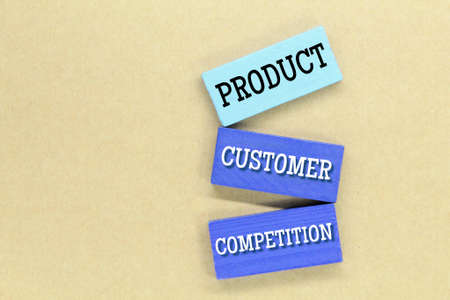 The Three Pillars of a Good Business Strategy. PRODUCT, CUSTOMER AND COMPETITIONの写真素材