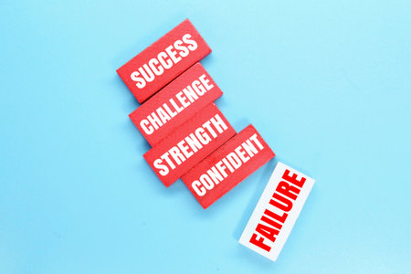 a colored board with the word for success and one word for failure belowの写真素材