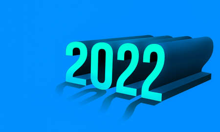 2022 3d illustration with blue backgroundの写真素材