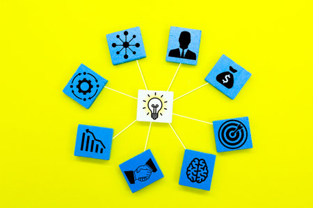 colored squares with idea icons and idea management. idea and motivation.の写真素材