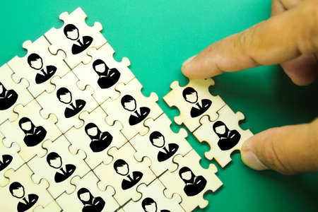 employee icon with management system. Communication and interaction Or HR concept