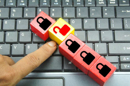 colored cubes with open lock icons are removed and closed locks are retained. the concept of safety