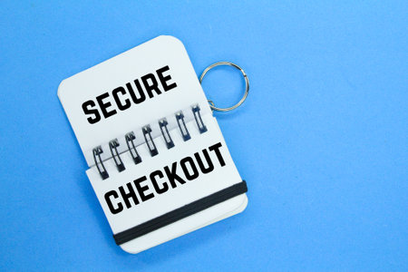 small notebook with the word secure checkoutの写真素材