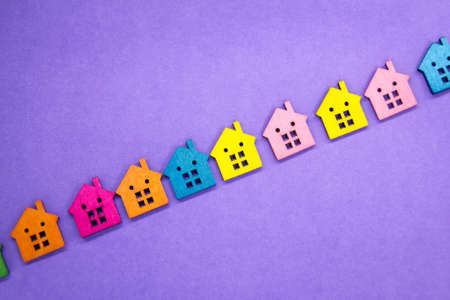 the shape of the colored house is arranged. housing conceptの写真素材