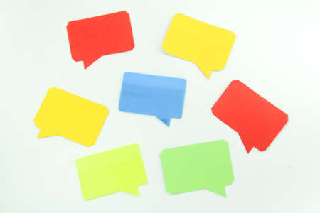 colored conversation bubbles with a white backgroundの写真素材