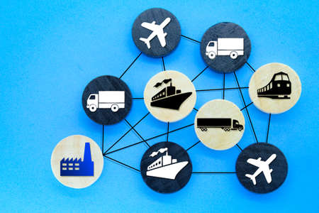 logistics concepts and supply chain connections or key suppliers in deliveryの写真素材