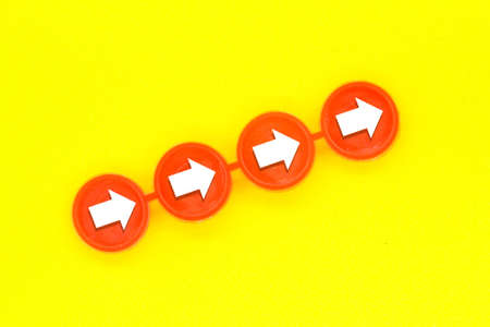 red circle with direction following the arrow. concept towards success