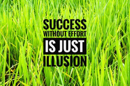 motivated words or speech SUCCESS WITHOUT EFFORT IS JUST ILLUSION with a blurred backgroundの写真素材